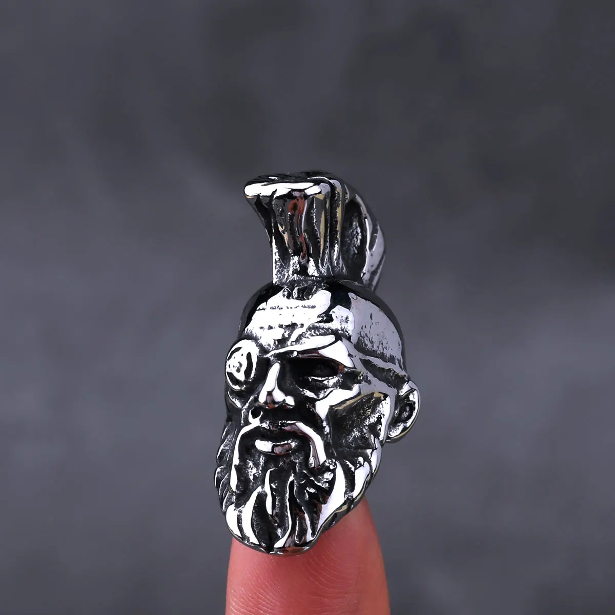 Stainless Steel Viking Odin Head Necklace Men's Vintage Hip Hop Skull Biker Pendant Necklace Scandinavian Jewelry Gift Wholesale view 5