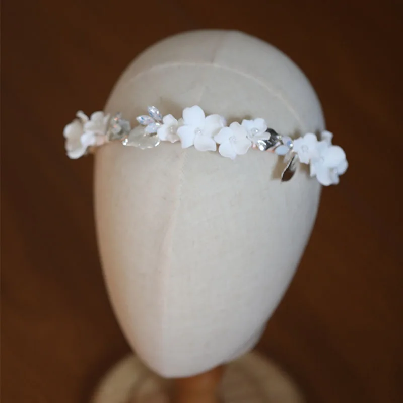 

SLBRIDAL Handmade Rhinestones Opal Crystals Pearls Porcelain Flower Bridal Tiara Wedding Crown Hair Comb Women Hair Jewelry