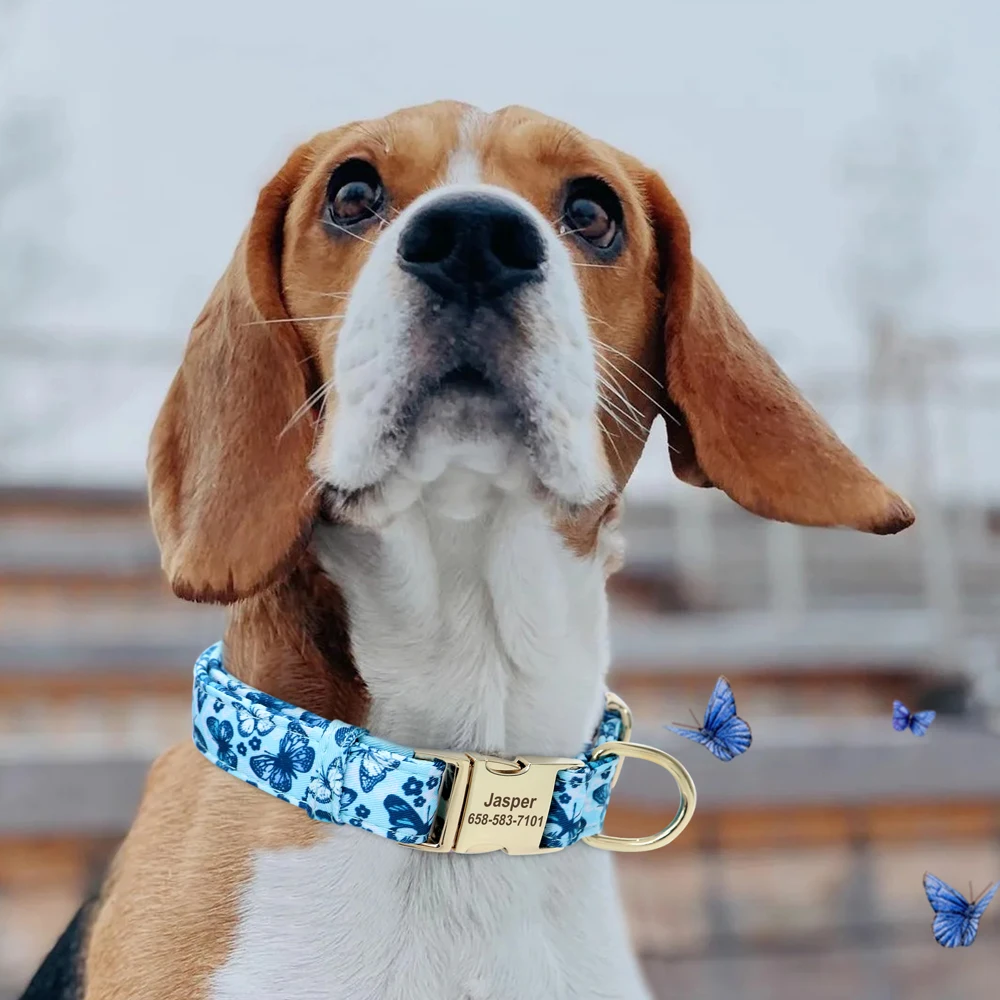 Personalisiertes Nylon-Hundehalsband mit Blumen- und Biene-Aufdruck, Welpenhalsbänder, kostenlose individuelle Haustier-ID-Halskettenhalsbänder für kleine große Hunde, Chihuahua – Detail 16