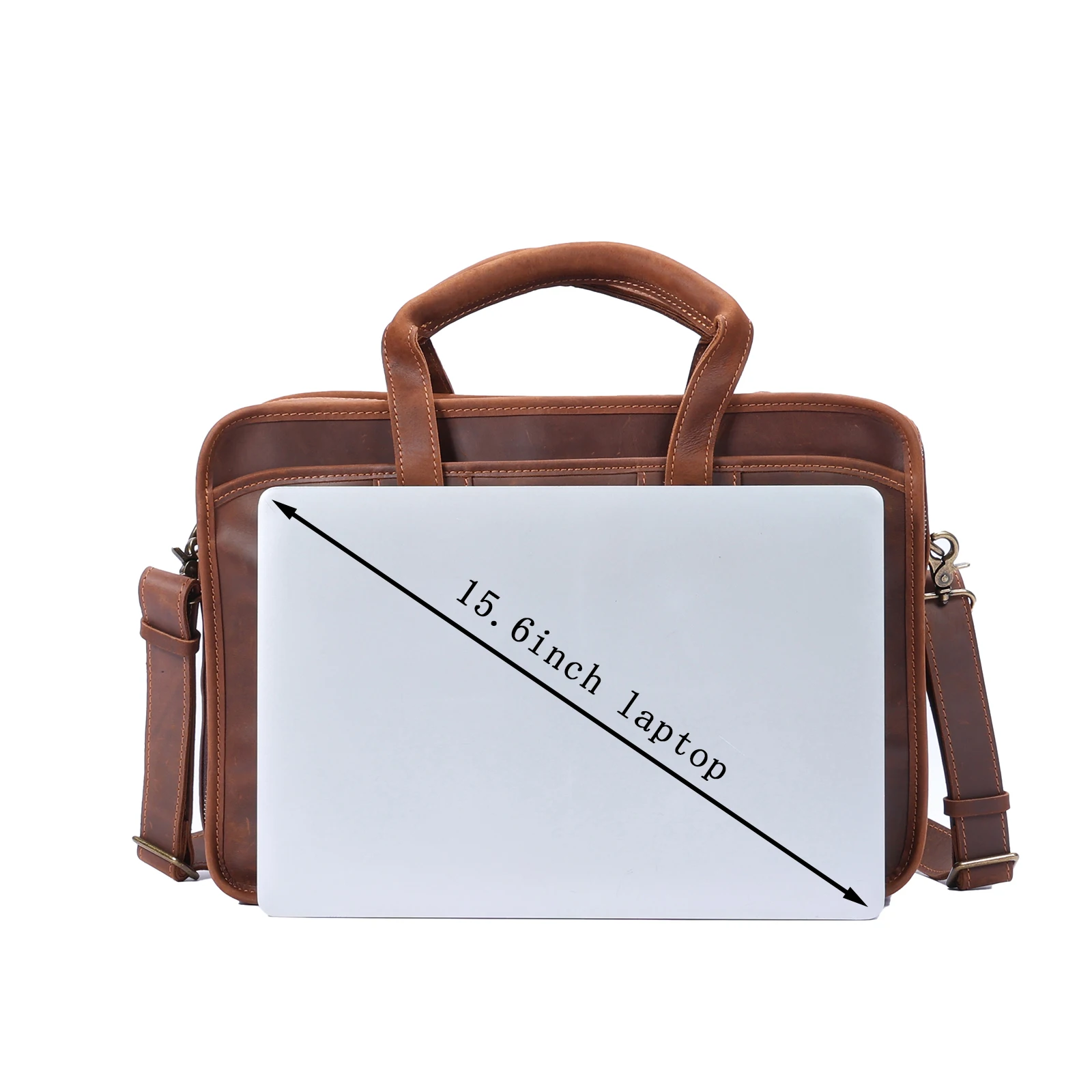 S.WORKER Neues Design Vintage Echtleder Herren-Aktentasche Laptop-Tasche Große Kapazität Rindsleder Business-Tragetasche Handtasche für Männer – Detail 15