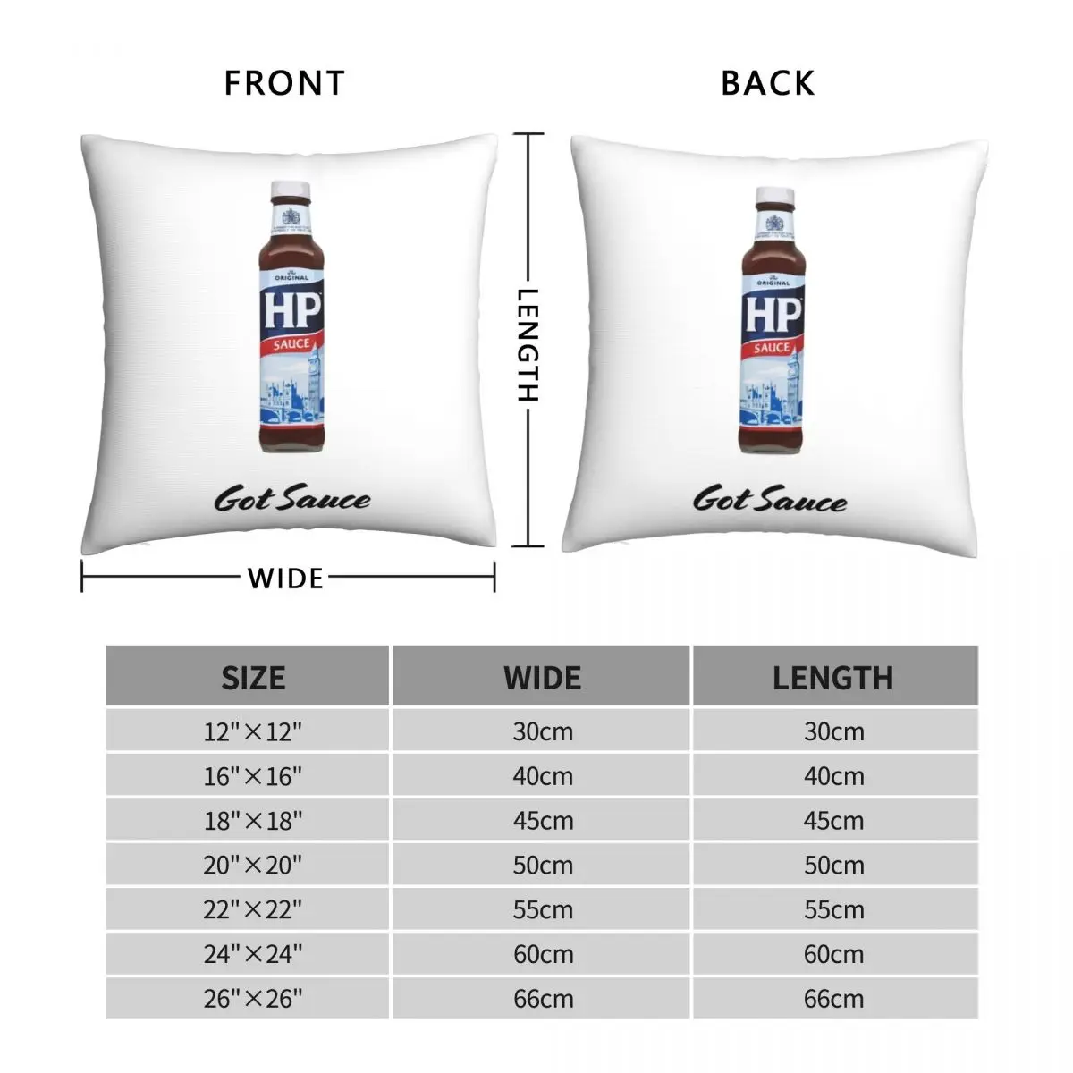 Got Sauce HP Sauce Brown Sauce Square Pillowcase Polyester Linen Velvet Zip Decor Throw Pillow Case Home Cushion Cover Wholesale