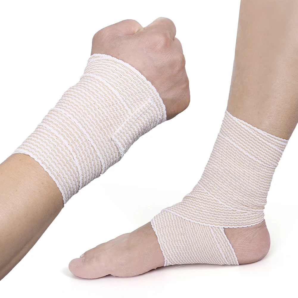 4 Rolls 3 inch x 5 yds Elastic Bandage Wrap, Cotton Compression Bandage Wrap with Self-Closure,Support & First Aid for Sports