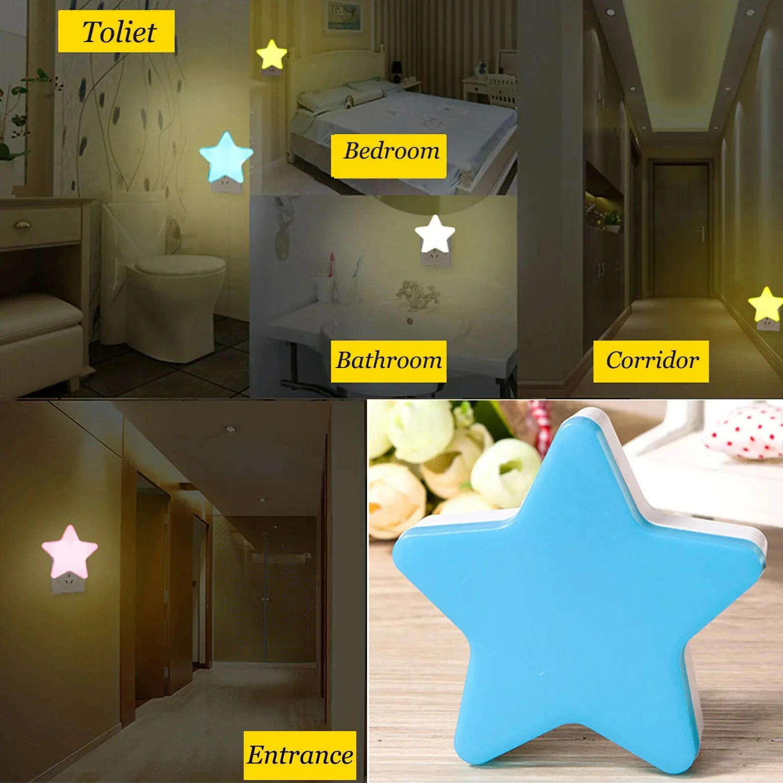 EU/US/UK Plug Mini LED Night Light 110V/220V Square Shape Wall Lamp Sensor Control Energy Saving Light For Room Stairs Corridor