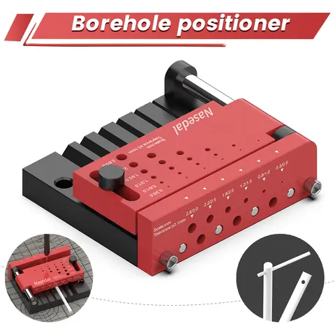 Nasedal Updated Borehole Positioner Precision Round Bar Drilling Guide Fixture Round Rod Center Locator Jig Auxiliary Tool for Gundam Military Scale Model Building DIY Craft Hobby Model Making Drilling Working Accessory