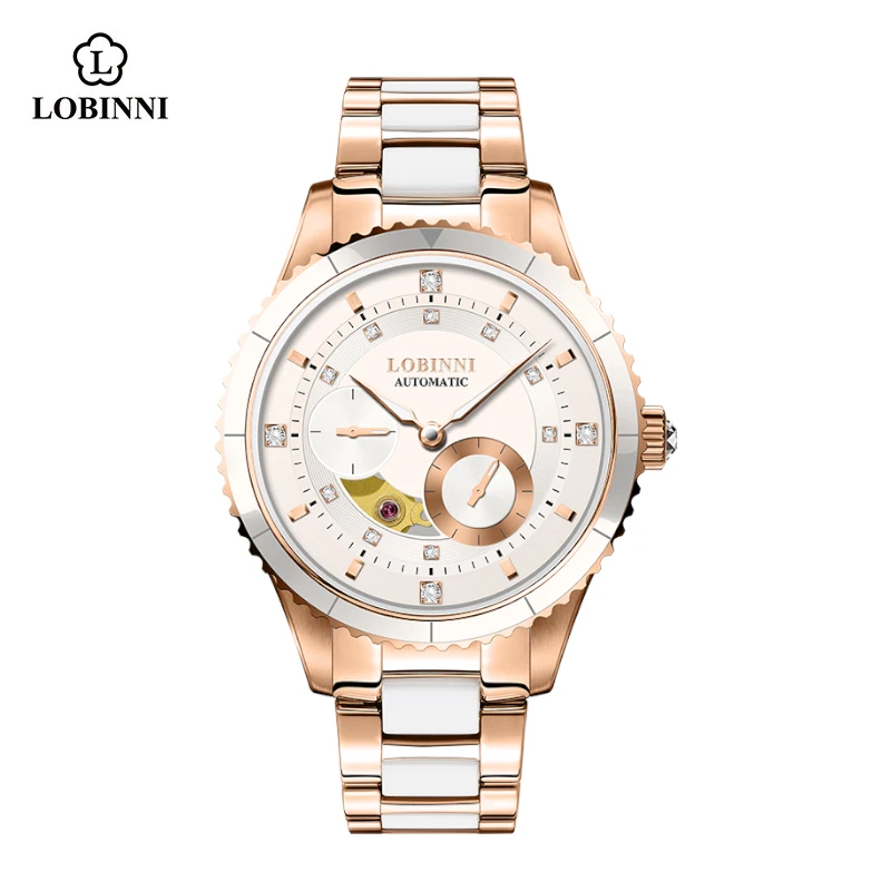 LOBINNI 34mm Luxury Small Dial Women Stainless Steel Watch Sapphire Crystal Glass Automatic Watches MIYOTA 82S7