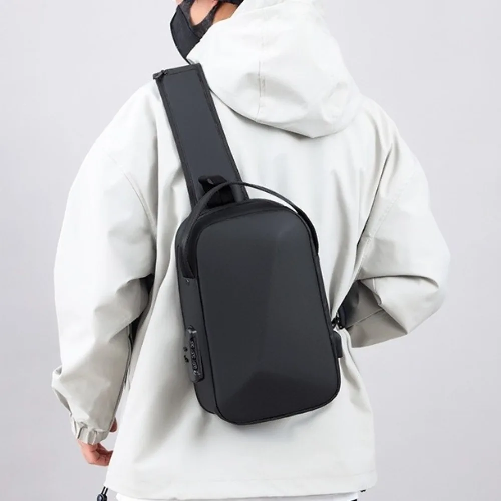 Oxford Cloth Men's Chest Bag USB Charging Port Adjustable Strap Password Sling Bag Anti-theft Large Capacity