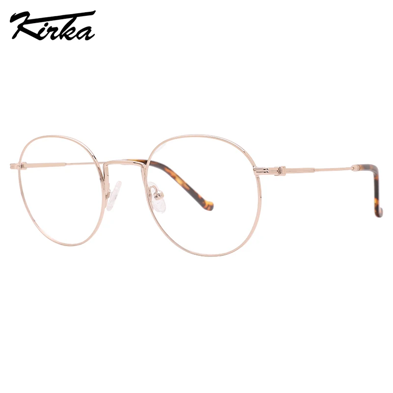 Kirka Female Eyeglasses Round Ultralight Shine Colors Metal Frames Prescription Optical Glasses For Ladies&Women MW1051