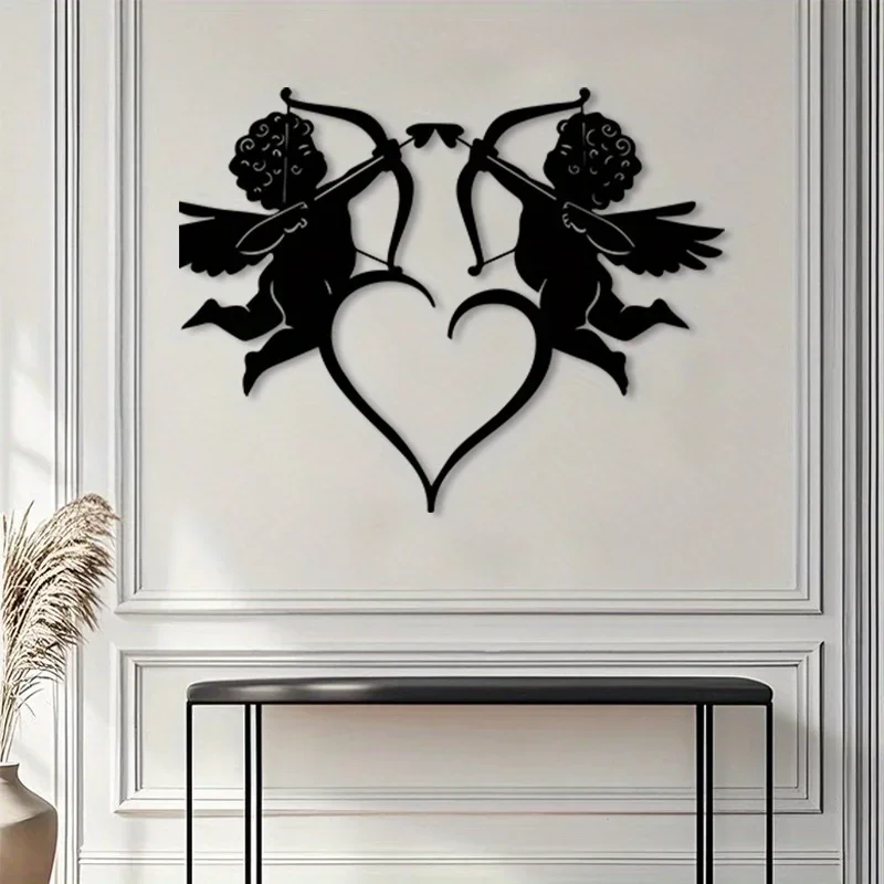 1pc Vintage Eros Cupid Metal Wall Art, Rust Resistant Iron Decor for Bedroom, Valentine Christmas Gift for Couples