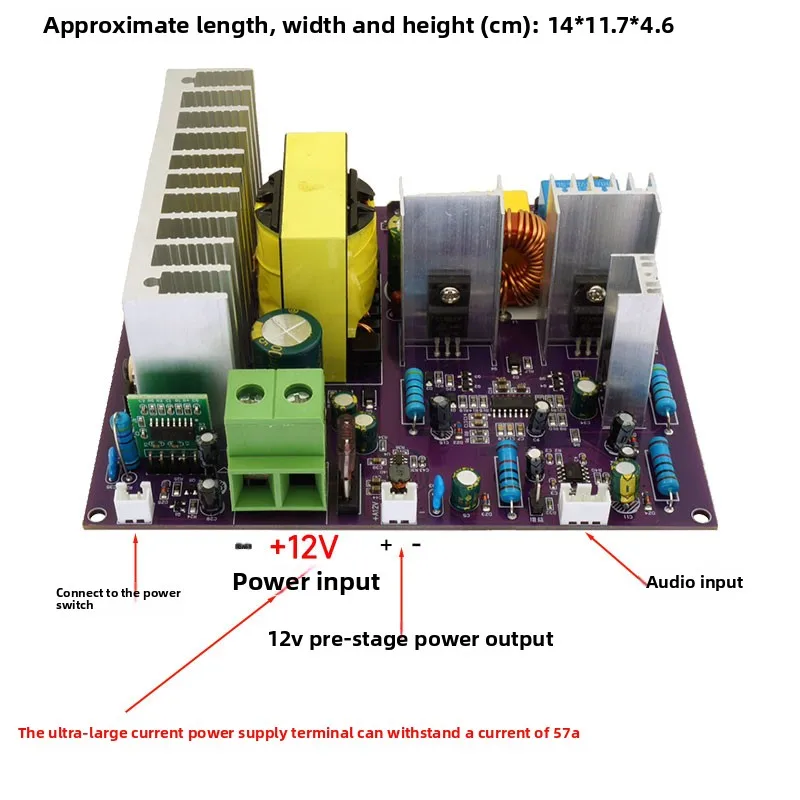 Dc 12v battery boost square dance outdoor pull rod audio speaker high power amplifier board class d monaural