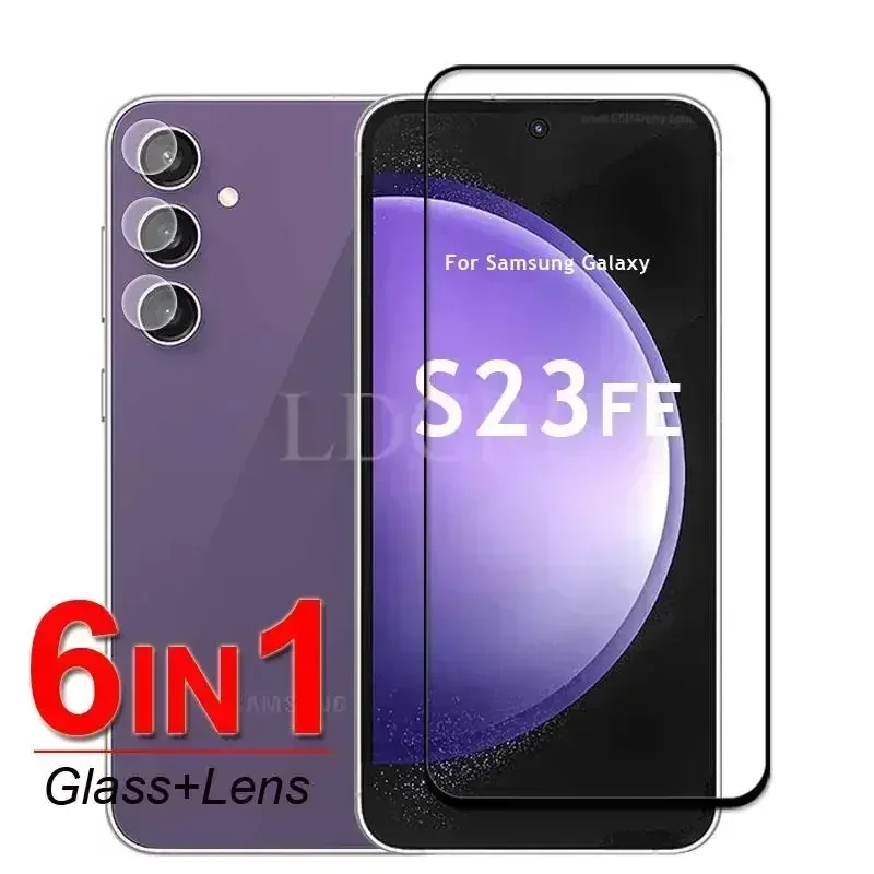 For Samsung Galaxy S23 FE Glass For Samsung S23 FE Tempered Glass Full Glue Screen Camera Lens Protector Film S23 S21 FE Glass