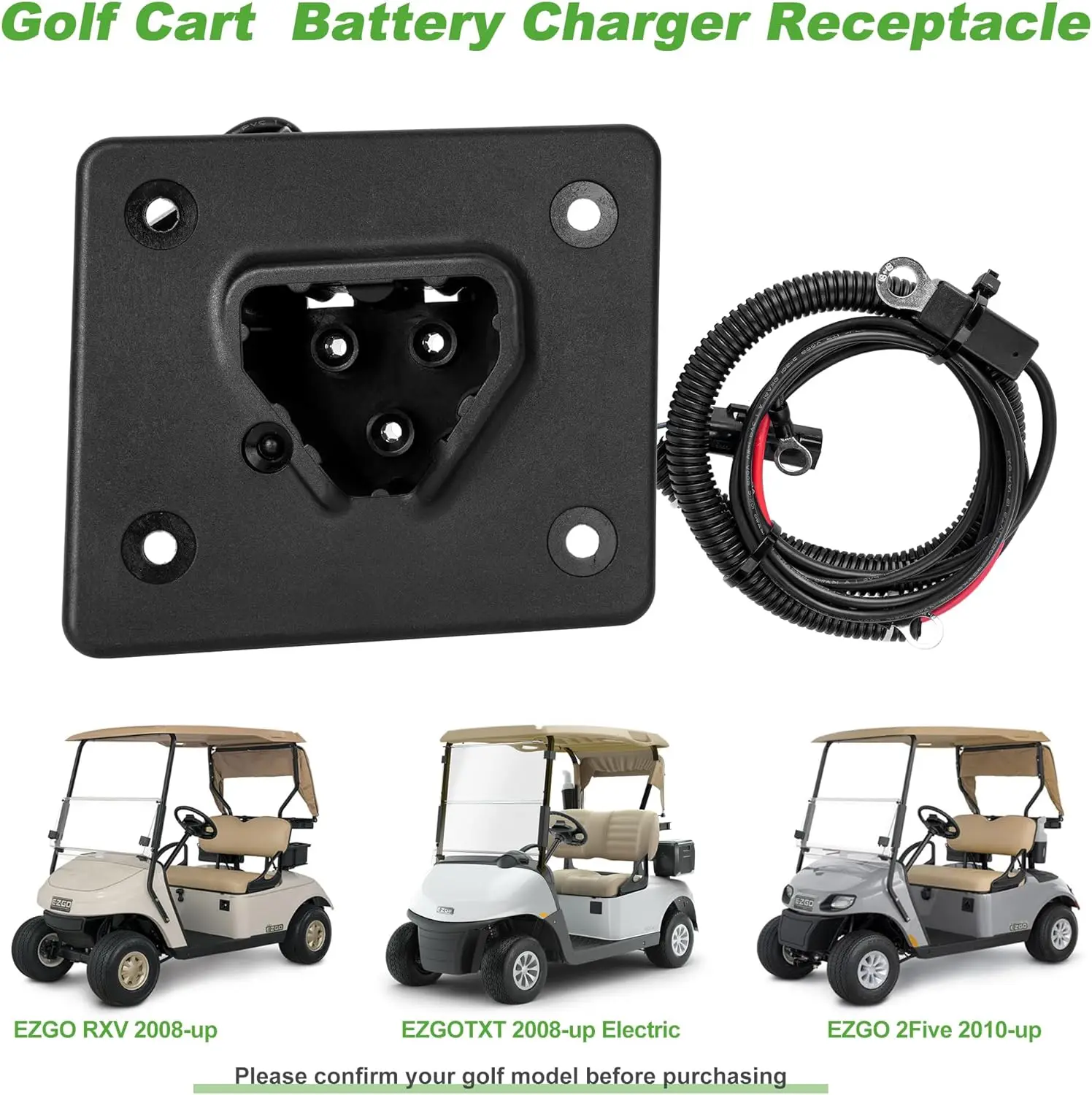 Cargador de batería para carrito de Golf, enchufe o enchufe para EZGO RXV y TXT 2008-up Electric, EZGO 2Five 2010-up Delta-Q, OEM #602529