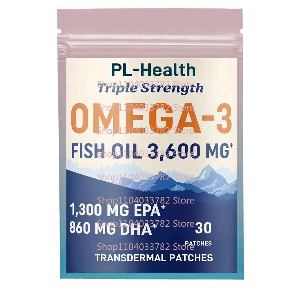 30 remendos de óleo de peixe ômega 3 remendos transdermicos com suporte para EPA e DHA para saúde do coração, cérebro e dos olhos
