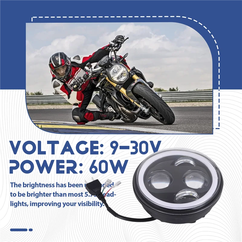 5-3/4 นิ้วไฟหน้ารถจักรยานยนต์ LED ไฟหน้าสําหรับ Sportster Iron 883 Dyna Street Bob