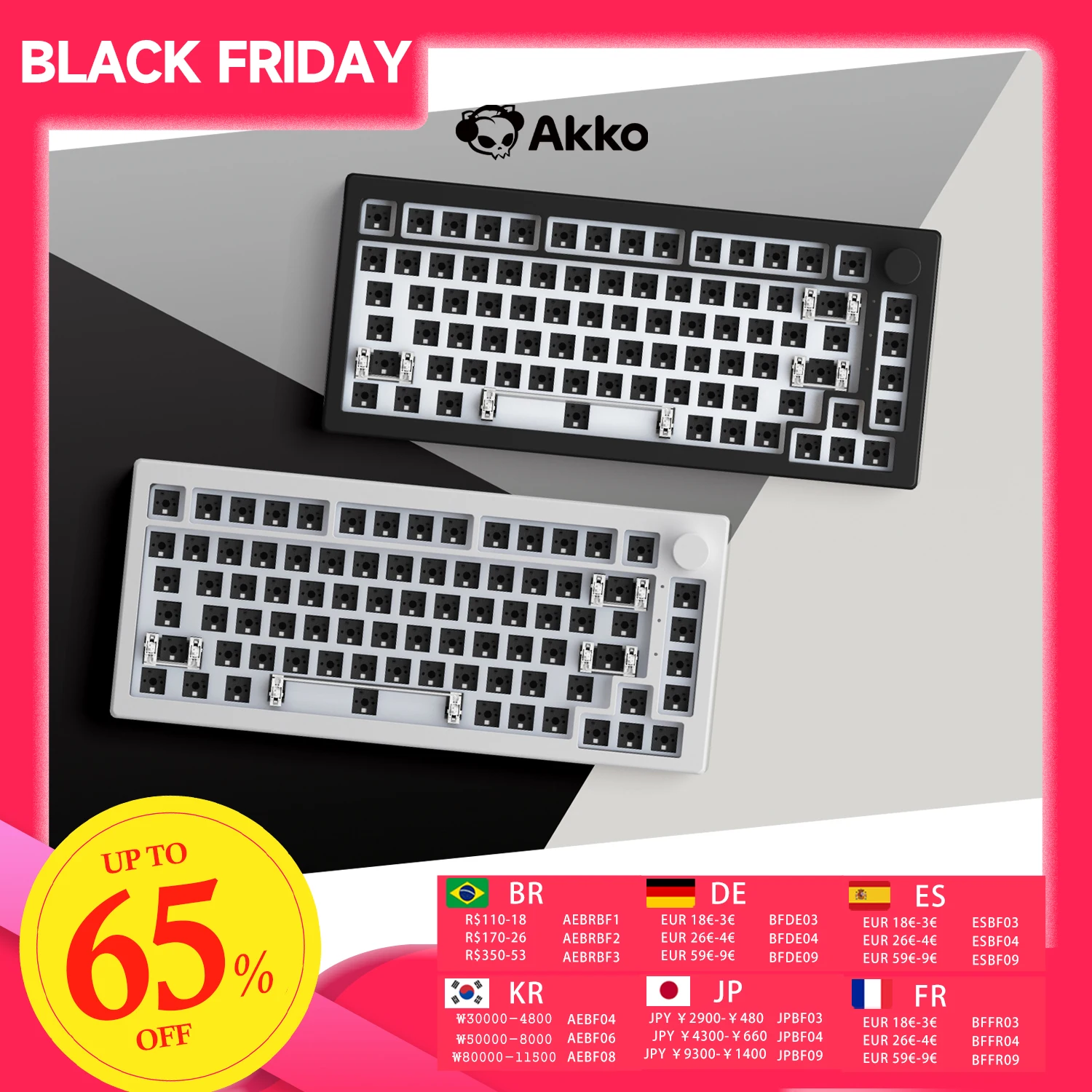 

Akko 5075B VIA Barebone Kit 75% RGB Hot Swap 4500mAh USB-C/2.4G/BT 5.0 Wireless Custom Mechanical Gaming DIY Kit with Knob