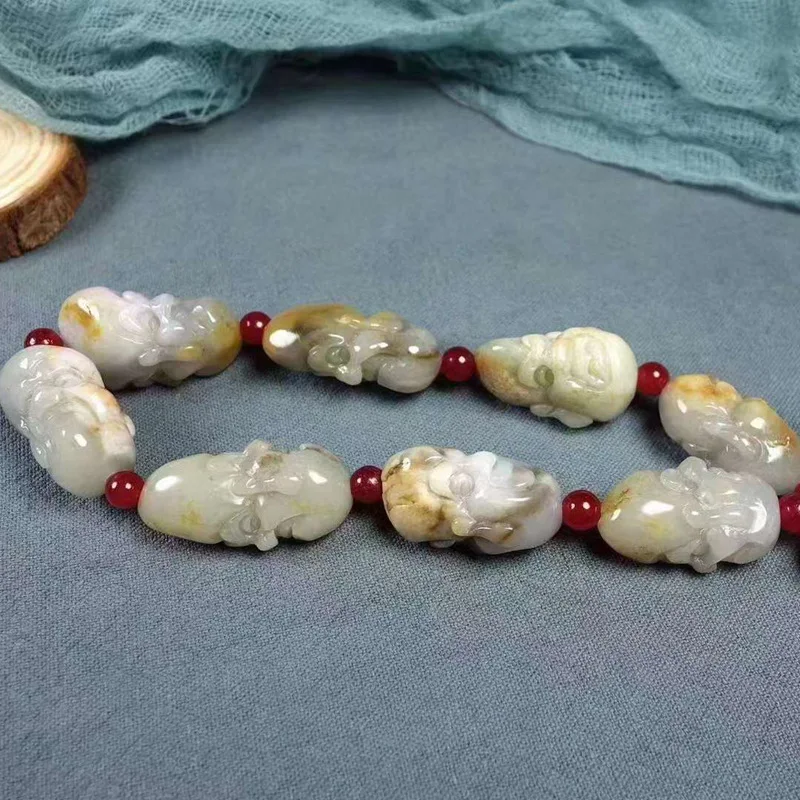 Natural Hetian Jade Seed Material With Skin Handheld Double-Sided Luo Han Men'S Style