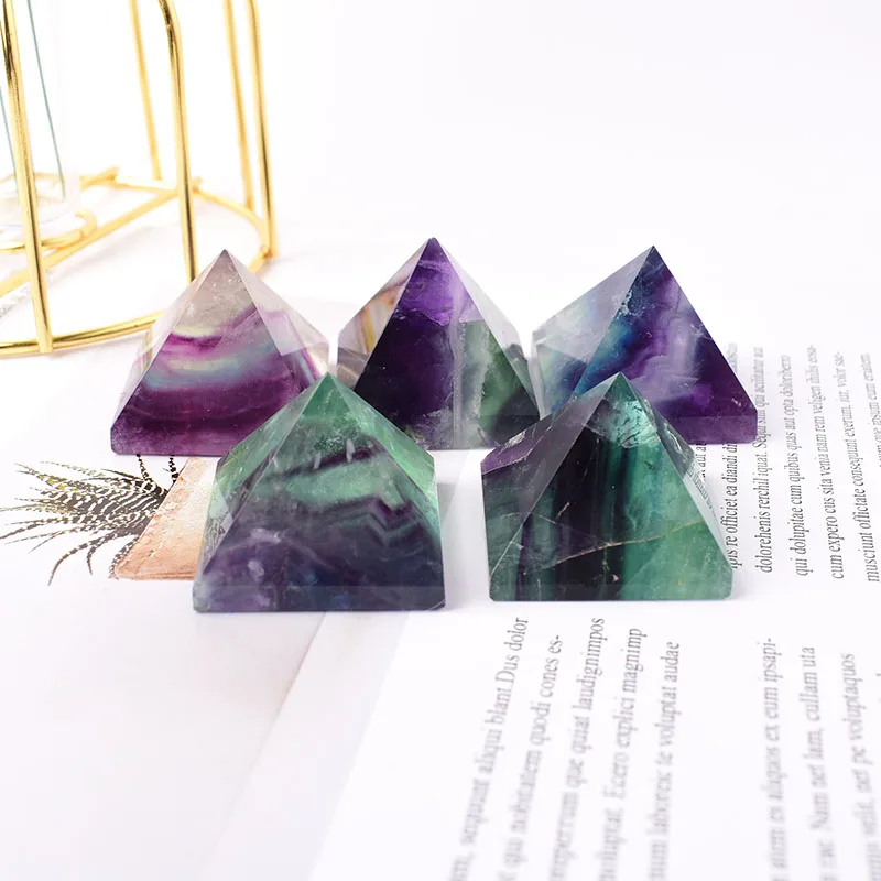 Natürlicher Kristall poliert bunte Fluorit pyramide Heils tein Reiki Kristall Turm Wohnkultur Handwerk Meditation Ornamente