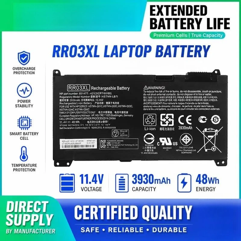 Replacement Battery for HP Pavilion 15 TPN-LA08 RR03XL 851610-850 851610-855 Compatible with HP ProBook 450 G1 455 G1