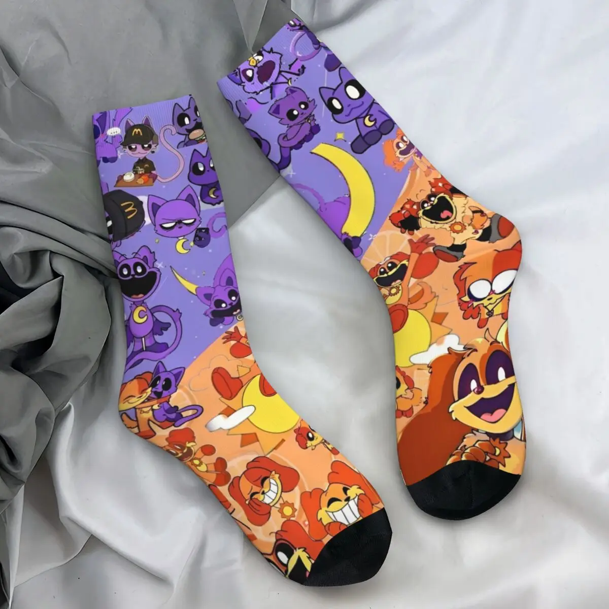 Smiling Catnap Socks Critters Funny Cartoon Casual Stockings Winter Anti Slip Men's Socks Breathable Pattern Climbing Socks