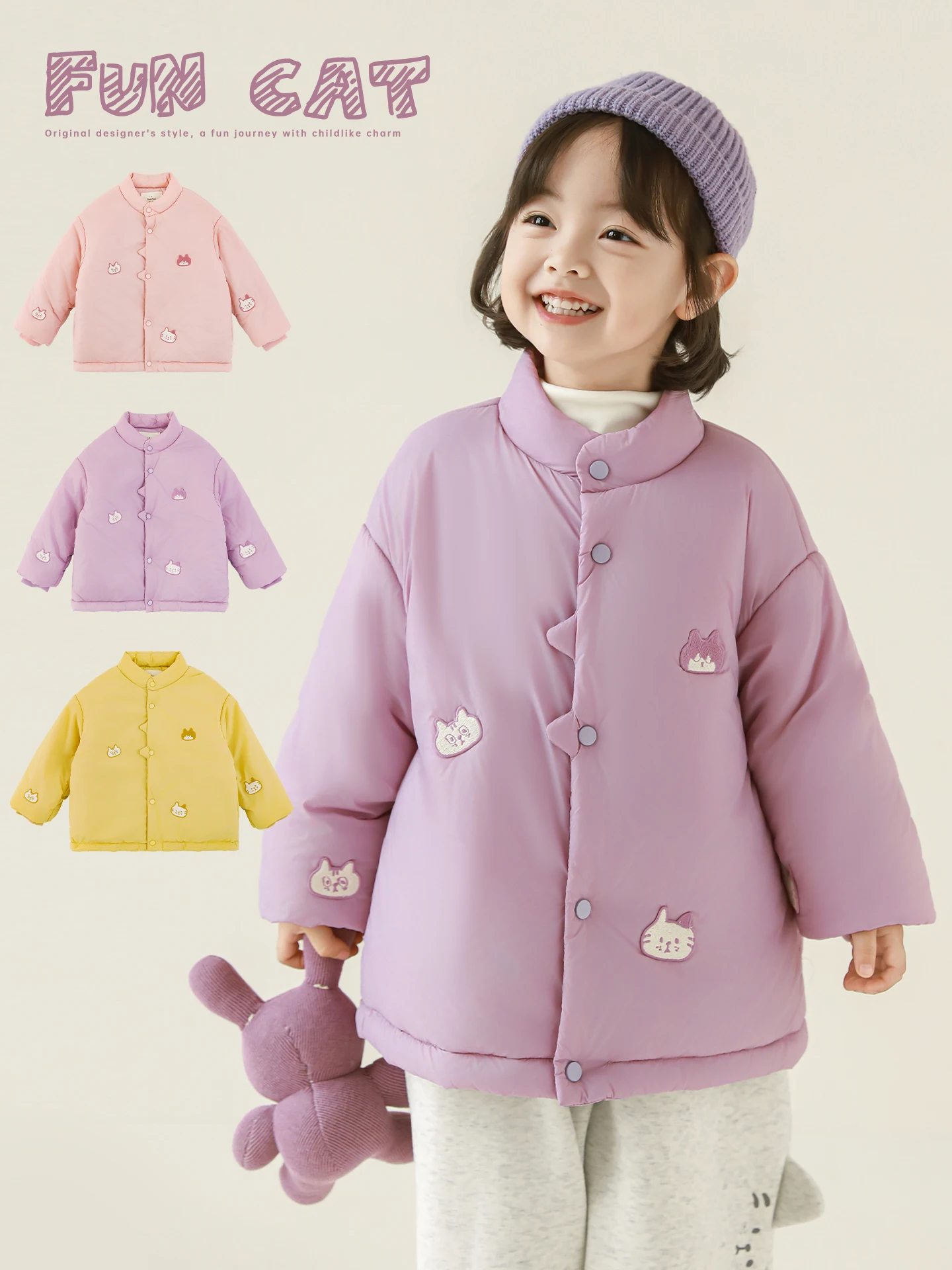 Girls Winter Jacket 2025 Quilted Thermal Puff Sleeve Coat Vintage Floral Outerwear Casual Playtime Parka 1-7 Years