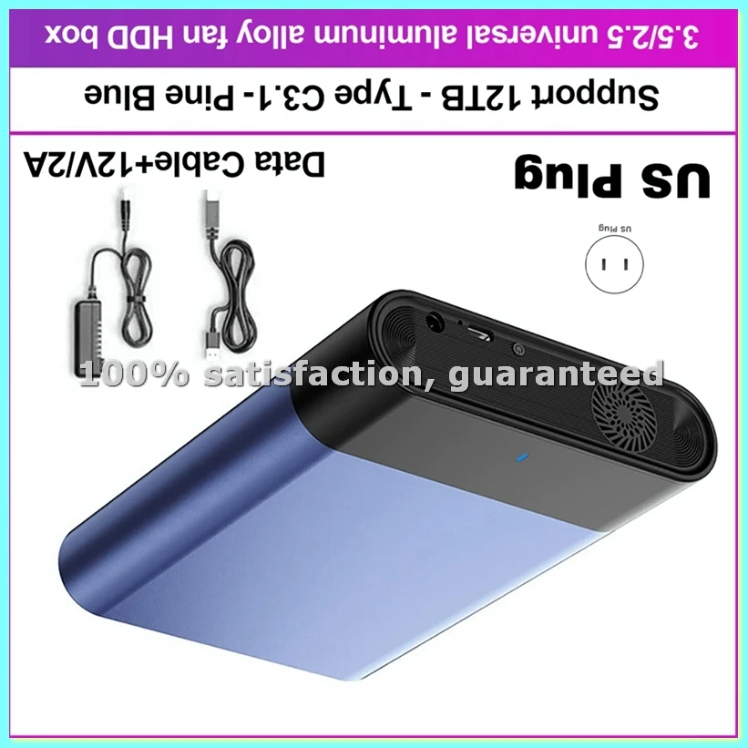 

Внешний корпус для HDD/SSD 2.5/3.5 дюйма USB 3.1 со встроенным вентилятором, 5 Гбит/с, до 12 ТБ, вилка США (ABFT)