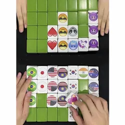 Hot Tiktok 64 Blocks Seaside Escape Mahjong With Flag Pattern Two Players Party Game Funny Parent Child Toy For Kids Gift