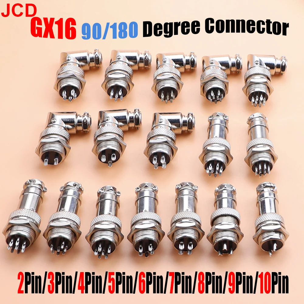 GX16 90/180 Degree Right Angle XLR 16mm Elbow 2/3/4/5/6/7/8/9/10 Pin Female Plug Male Chassis Mount Socket Aviation Connector