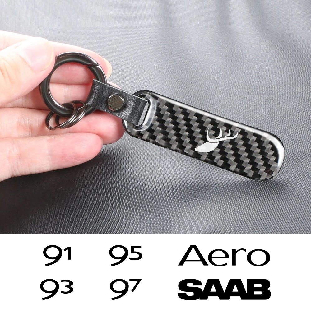 Carbon Fiber Car Keychain Key Holder For SAAB Hirsch Aero 91 93 94 95 97 99 900 9000 Aero X 93X 95X 94X 97X 900S Car Accessories