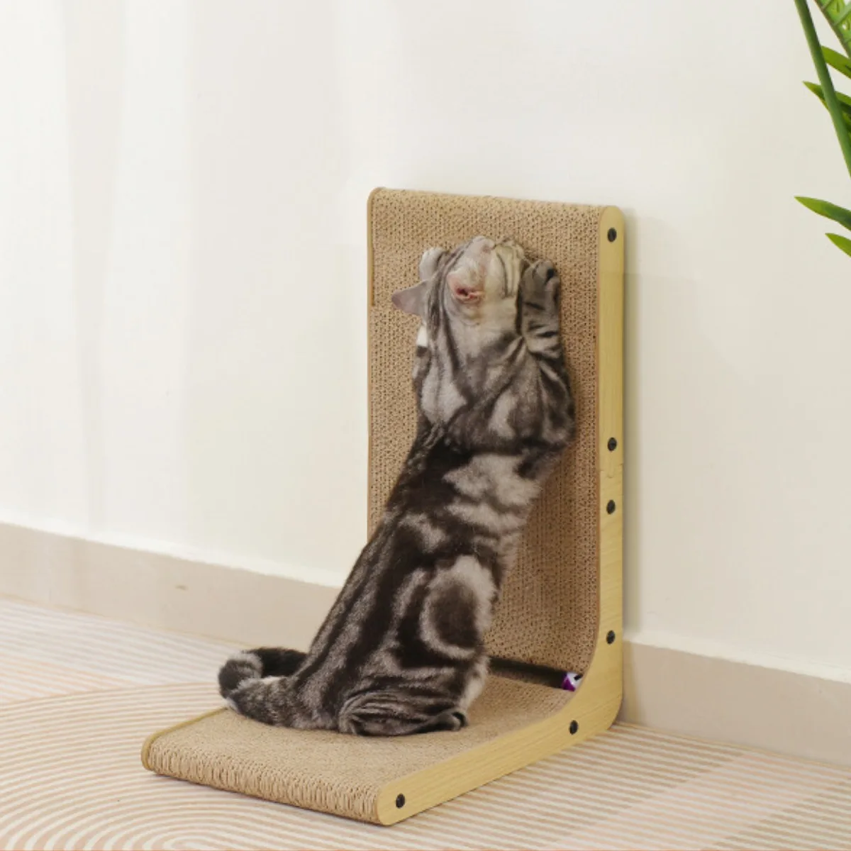 Pet Cat Scratching Board L-shape Mat Scraper Claw Abreaction Toy Wear-resistant and Scratch-resistant Training Grinding Claw Toy