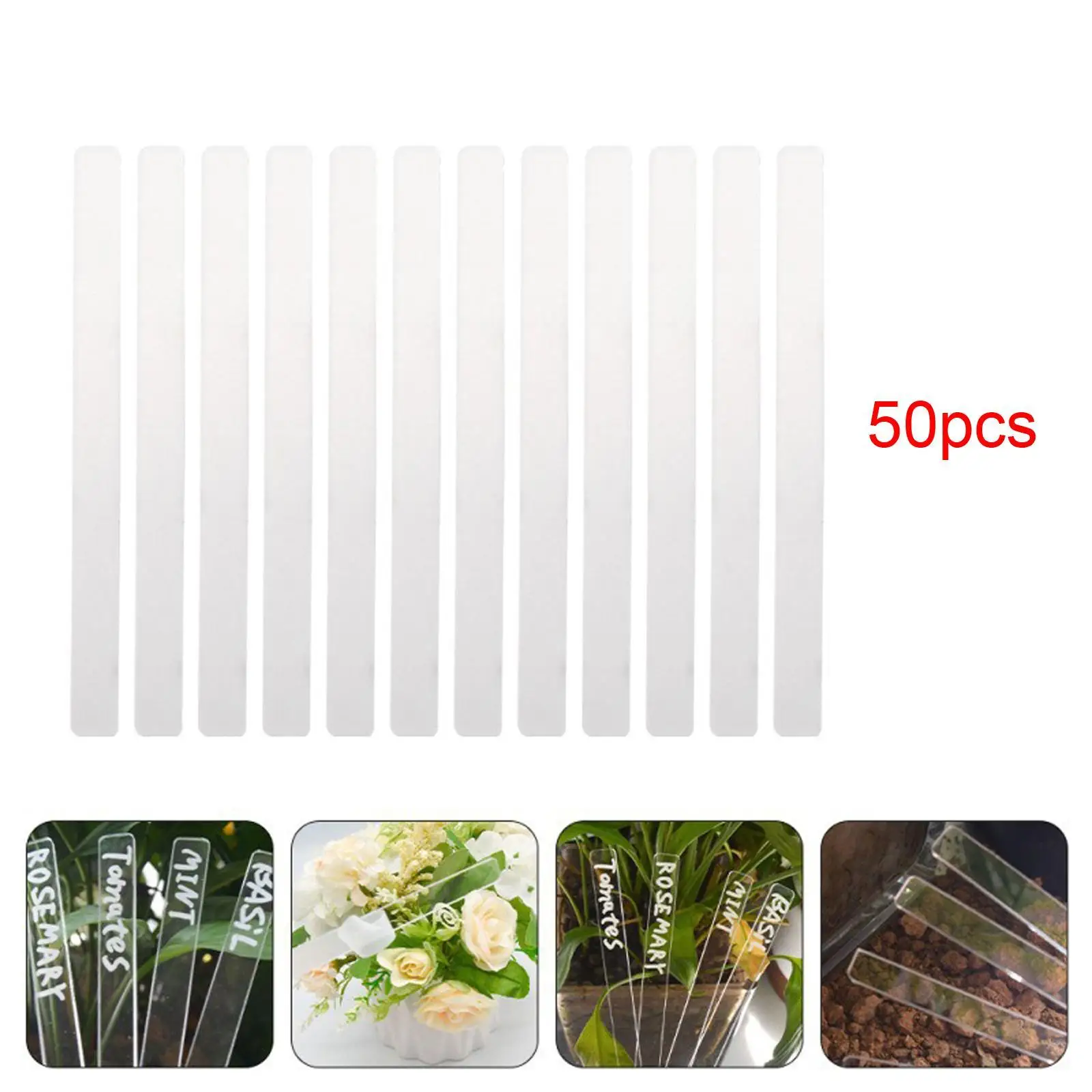 

50Pcs Outdoor Plant Labels Nursery Labels Acrylic Clear Waterproof Plant Seedling Labels Plant Tags Reusable for Vegetables