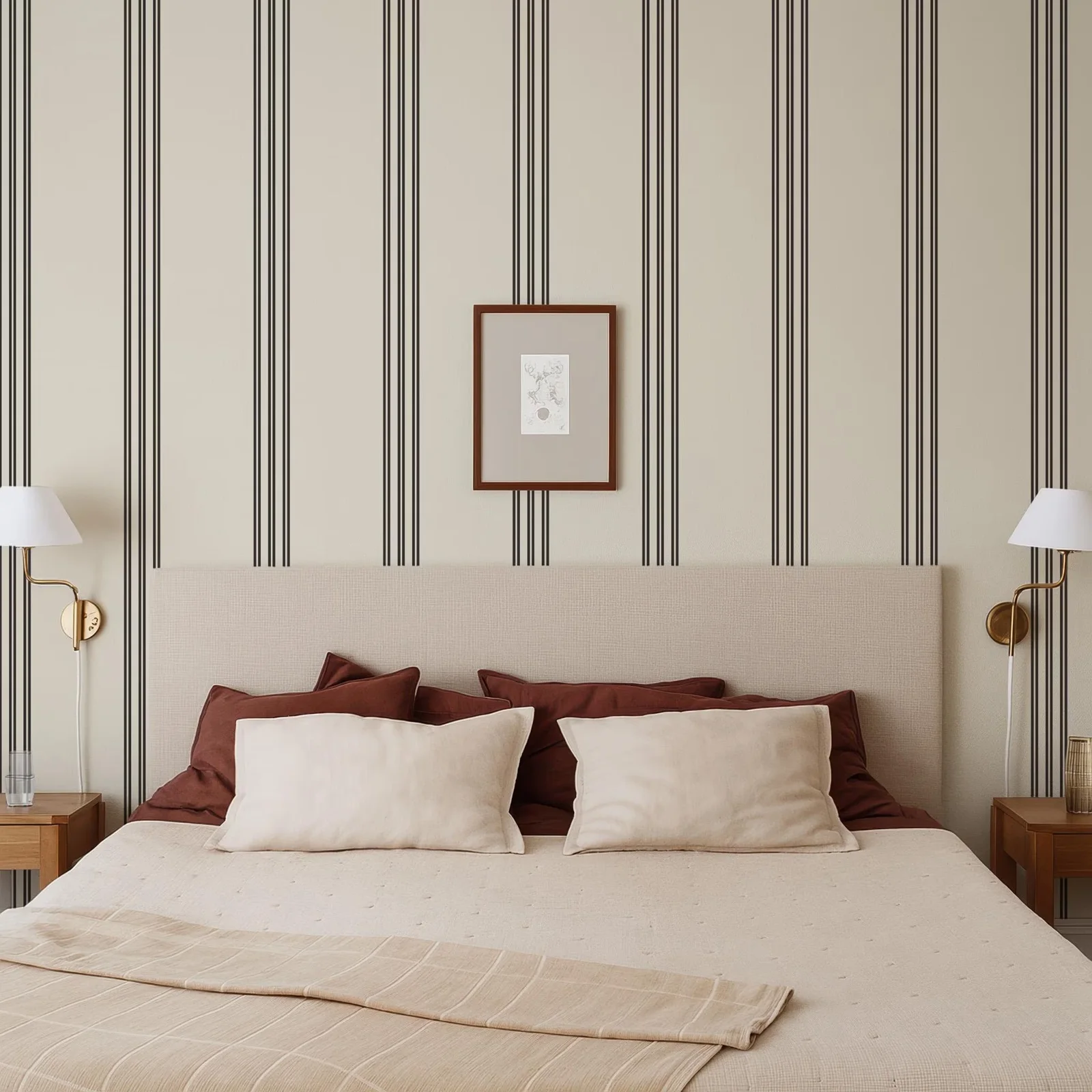 

Современные полосатые обои середины века с кожурой и наклейкой, или традиция, классические обои черного цвета и цвета слоновой кости, элегантная линия настенного подвеса,Sel