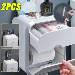 Tissue Box Wall Mounted Waterproof Toilet Tissue Storage Box Multi-function Toilet Paper Holder Box Bathroom Storage Products