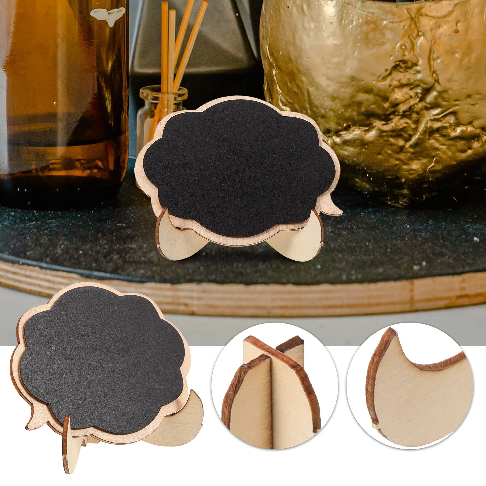 20 قطعة سبورة خشبية صغيرة علامة سبورة صغيرة لقائمة عرض الرسائل ديكور سطح المكتب في محلات المكاتب والمنازل #5