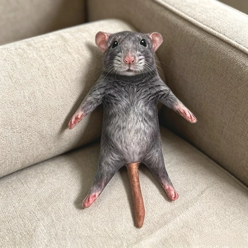 13/28cm Simulated Gray Mouse Doll Plush Cartoon Doll Soft Kawaii Nimi Animal Figure Stem Built in Skeleton Kid Gift Birthday