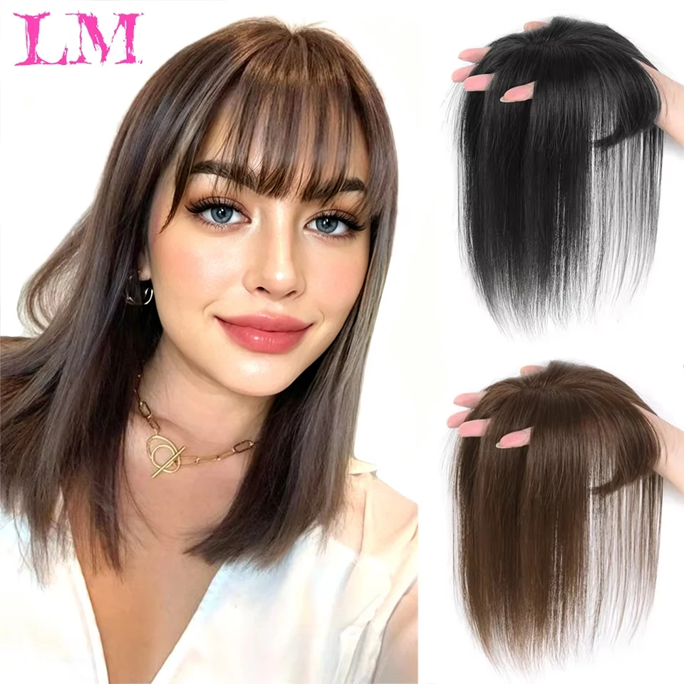 LM 3D Bangs Invisible Seamless Head Hair Water Ripple Hair Air Bangs Head Overhead Natural Invisible Replacement White Hair