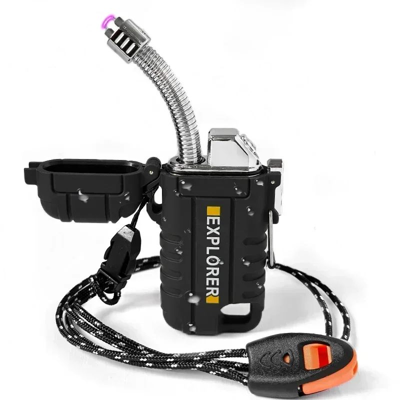 

Waterproof Double Arc Lighter Rechargeable Windproof Plasma Lighter for Outdoor Camping Flameless Smoking Accessories