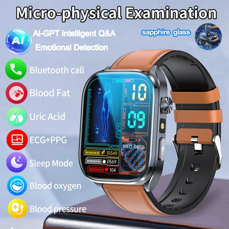 2026 신형 정확한 스마트 워치 ECG+PPG 심장 건강 분석 혈액 분석 혈중 지질 혈압 BT 통화 스마트 워치 남성용