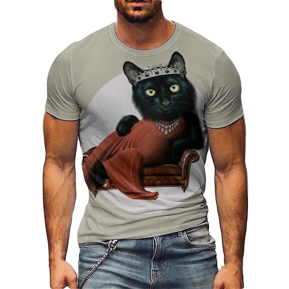 

Men's 3D Printed Short-sleeved T-shirts for Loose Carnival Events, Smooth Fabric