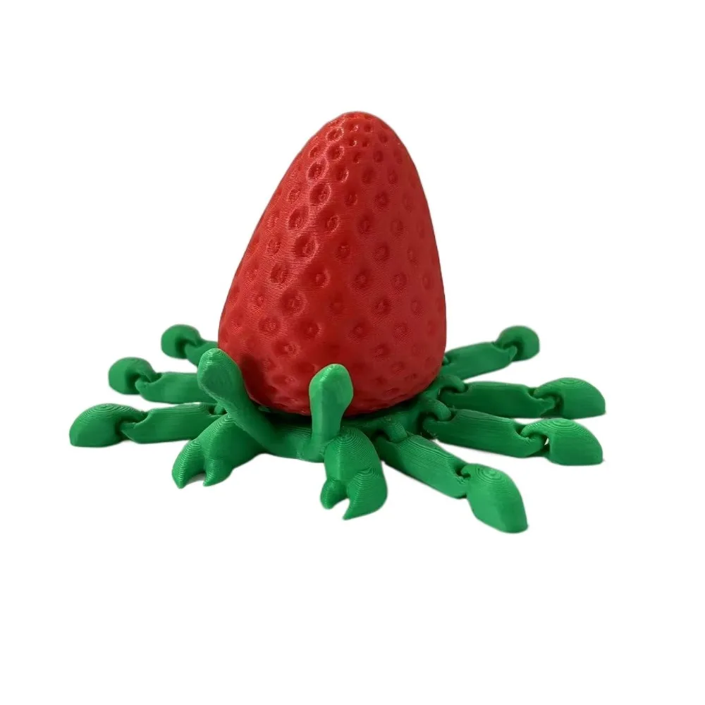 

Flexible Pose 3D Printed Strawberry Crab Multi-joint Desktop Decor Mini Strawberry Crab Ornament Colorful Movable
