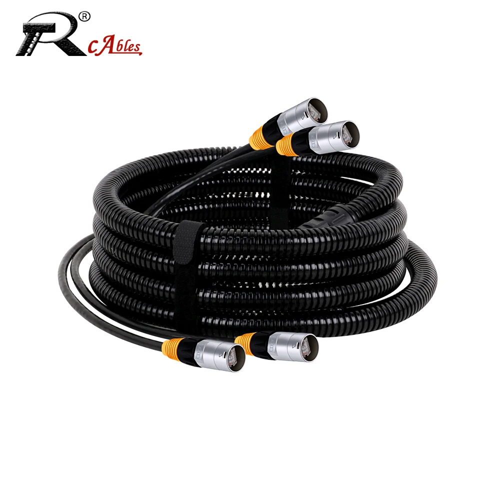 

2Channel STP/SFTP Cat5/Cat6 Ethernet Extension Cable Waterproof LAN Network Zinc Alloy RJ45 Connector Cable with Corrugated Pipe