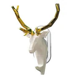 Decorative Deer Wall Hook Wall Art Deer Head Decorative Key Hooks Nordic Coat Hook Animal Head Shaped With Plated & Detachable