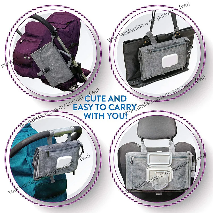 Newborn diaper pad waterproof and diaper-proof multifunctional with wet wipes baby changing pad convenient for going out view 3