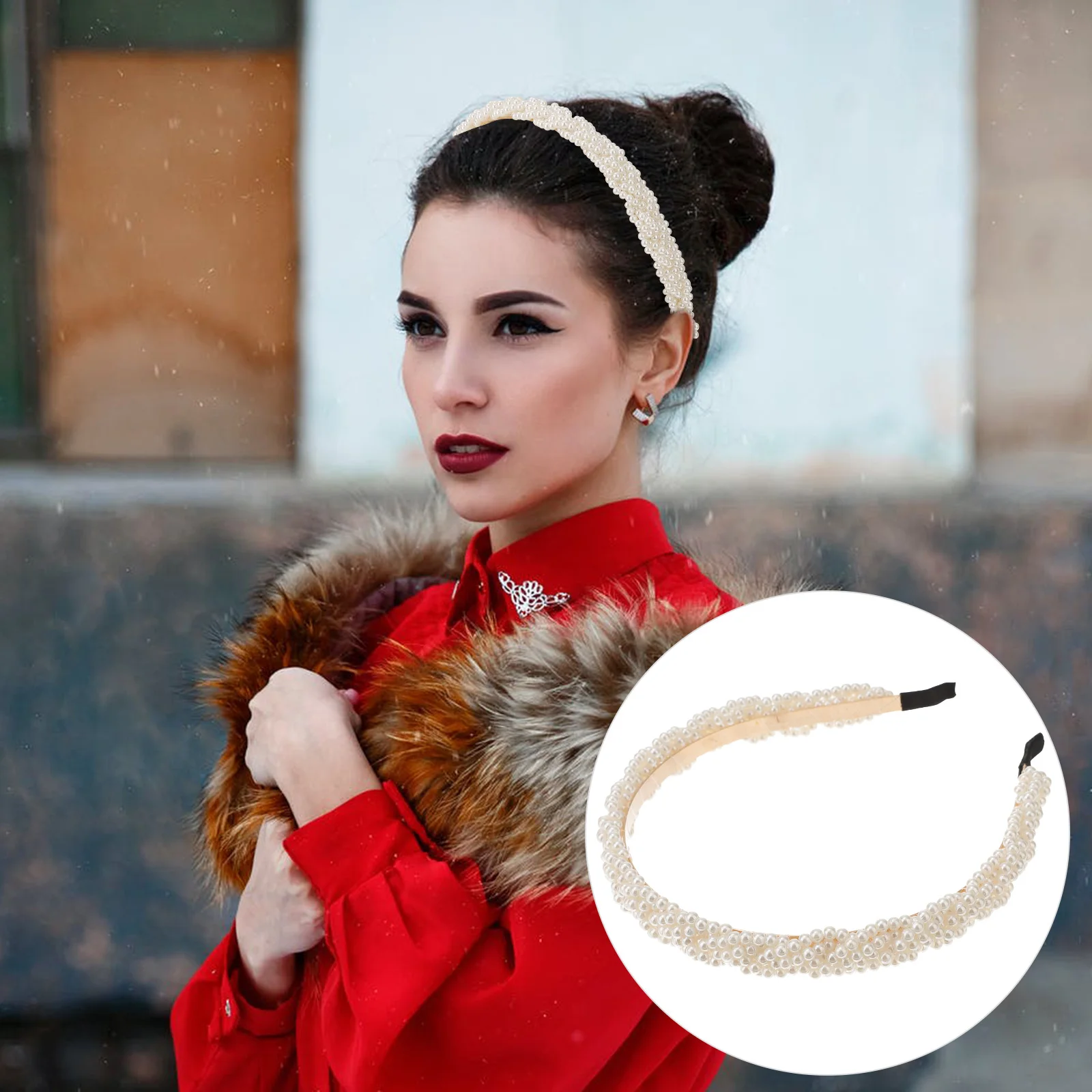 

1pc Pearl Headband White Bride Hair Hoop Durable Lightweight Chic Design Bridal Hair Accessories Thin Headwear Women Headdress