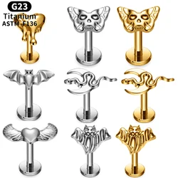 ASTM F136 Titanium Bat Snake Facial facial features Lip Stud Cartilage Labret Ear Studs Tongue Helix Threaded Piercing Jewelry