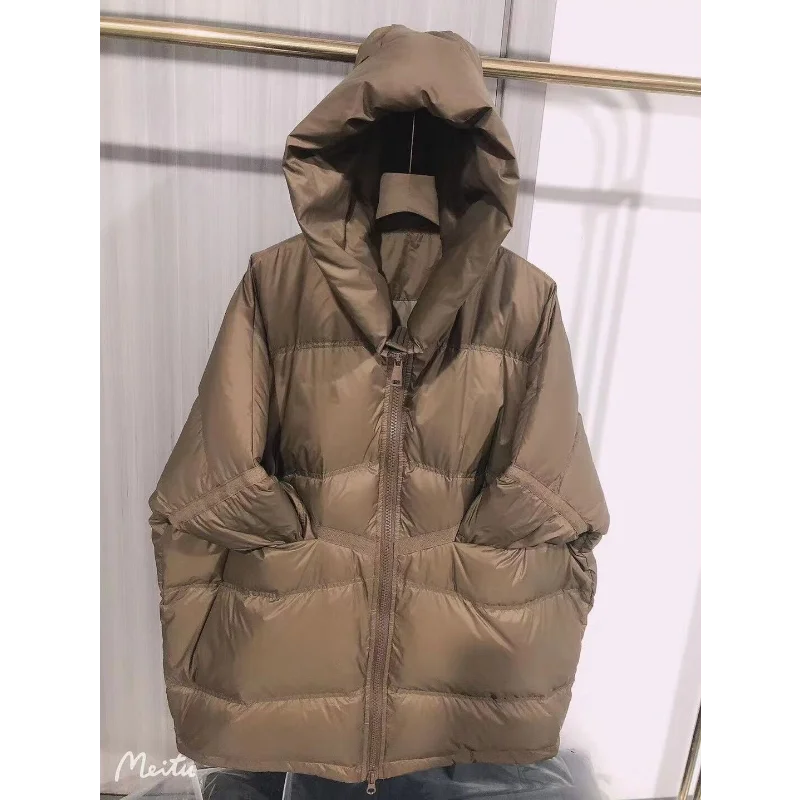 Women Loose Jacket with Hood Down Jacket 2024 Fall and Winter White Duck Oversize Puffer Coat Insulated Korean Outerwear