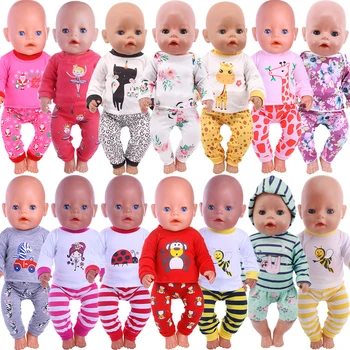 2 Pçs/set = Camisas + Calças Acessórios de Roupas de Boneca Para Bebê Nascido 43cm Itens e 18 Polegada Boneca Americana Brinquedos de Menina e Nossa Geração