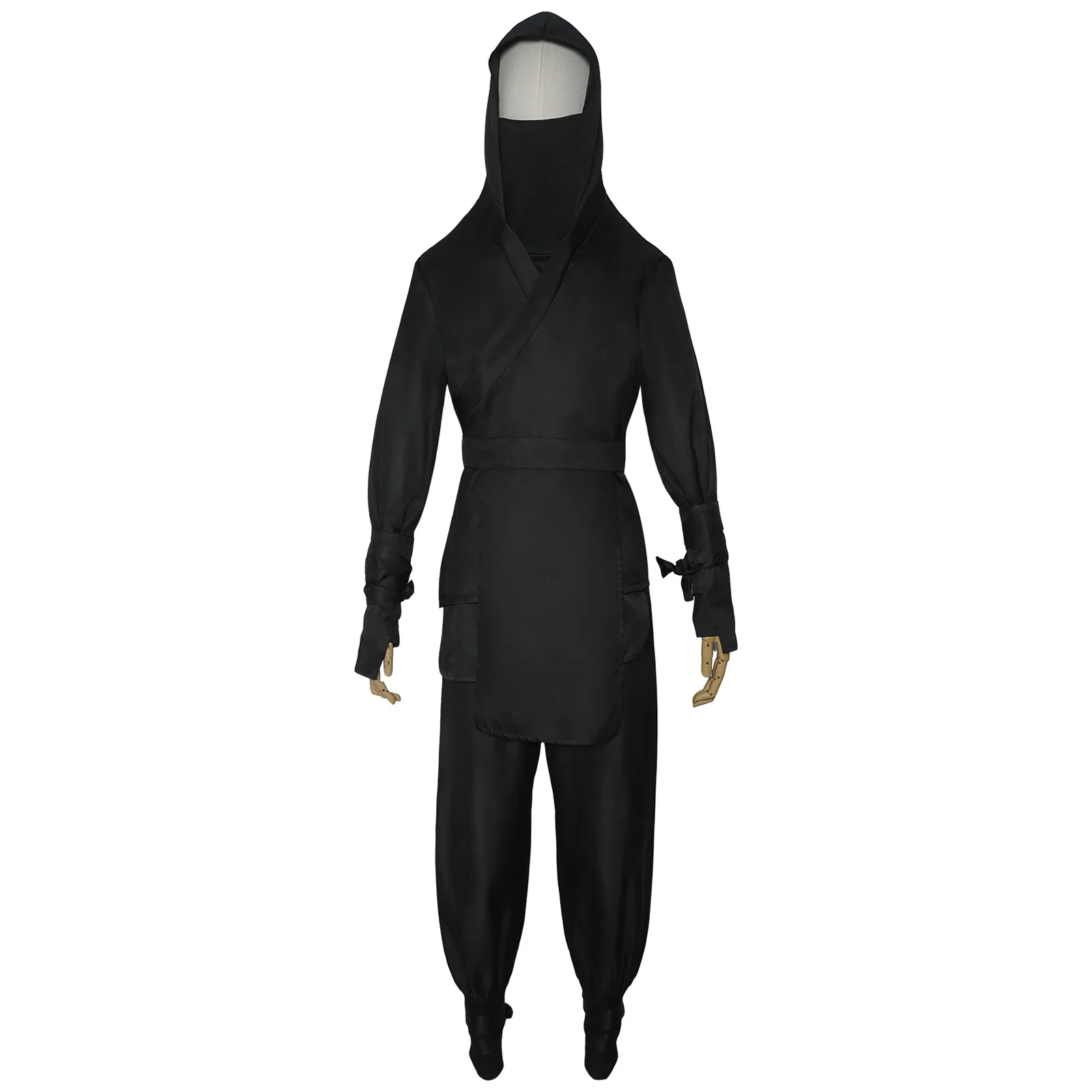 Japanese Ninja Roleplay Costume Adult Samurai Fantasy Kimono Hooded Black Uniform Halloween Carnival Party Assassin Outfit - view 5
