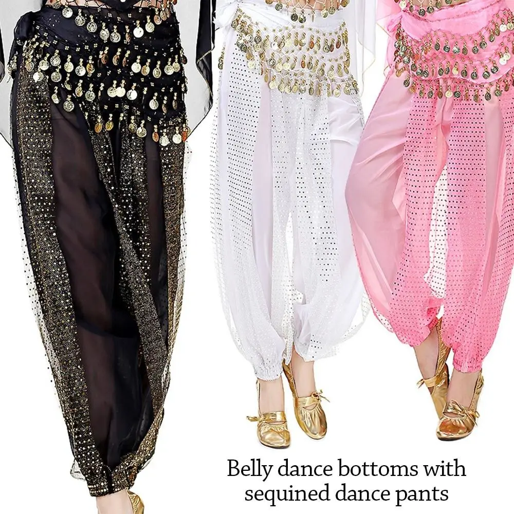 Pantalon de danse du ventre à paillettes pour femmes, ample, à franges, vêtements de Performance, accessoires de danse du ventre, Costumes de spectacle pour femmes