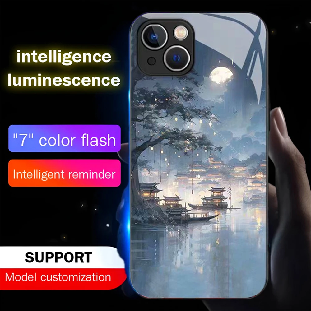 Ancient Moonlight Sound Control LED Flash Cases Luminous Cover For Samsung S25 S24 S23 S22 S21 S20 FE Note 10 20 Plus Ultra