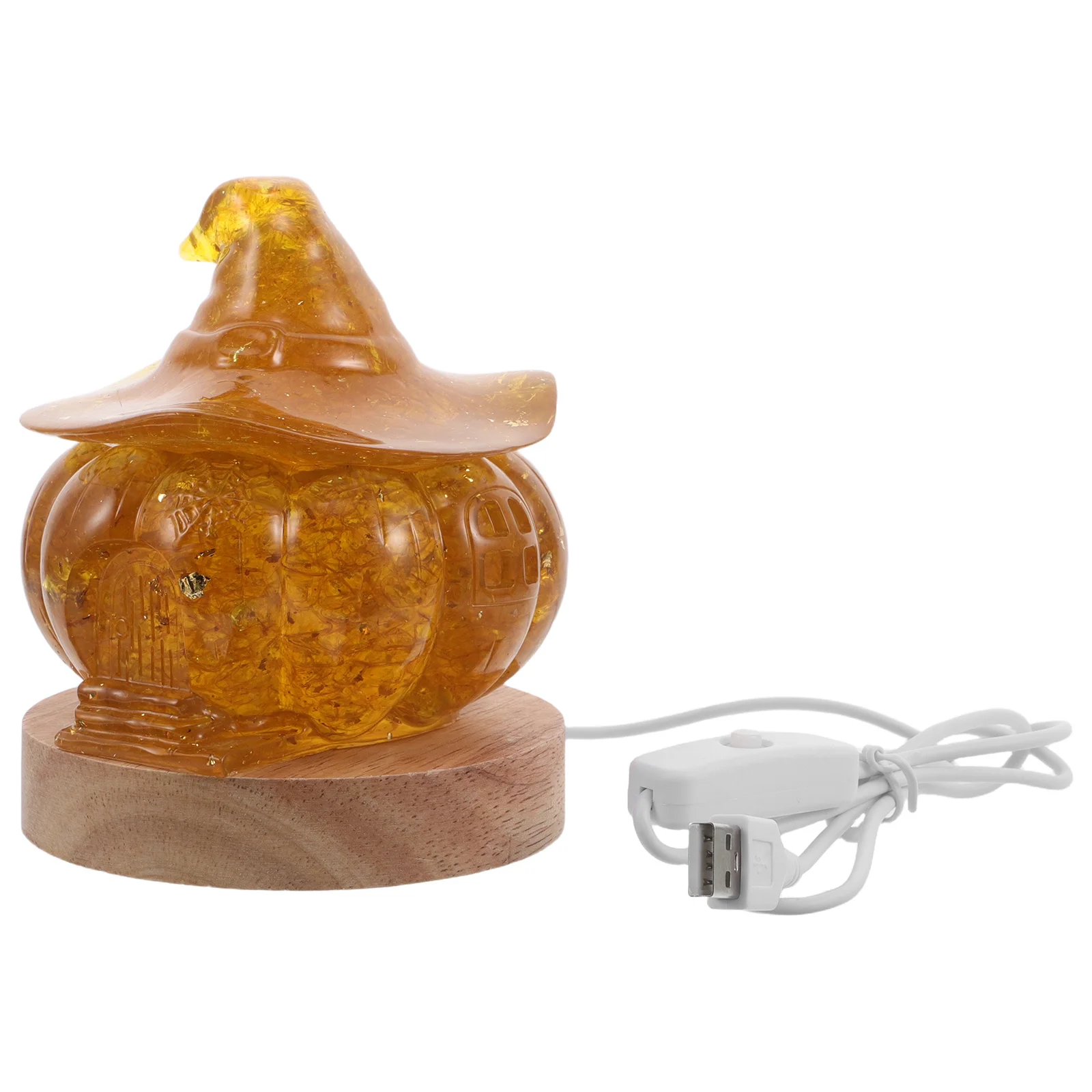 

Cute Pumpkin Night Light with Wooden Crystal Design Warm LED Glow Fall Decor Lamp for Living Room Study Halloween