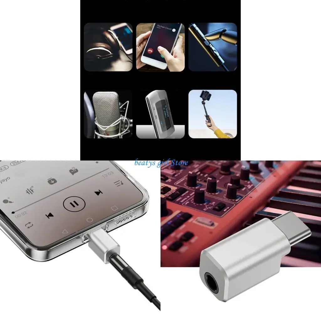 C7AB Pocket Size USB C Stereo Adapter High Resolution Sound 32bit/384kHz for Phones